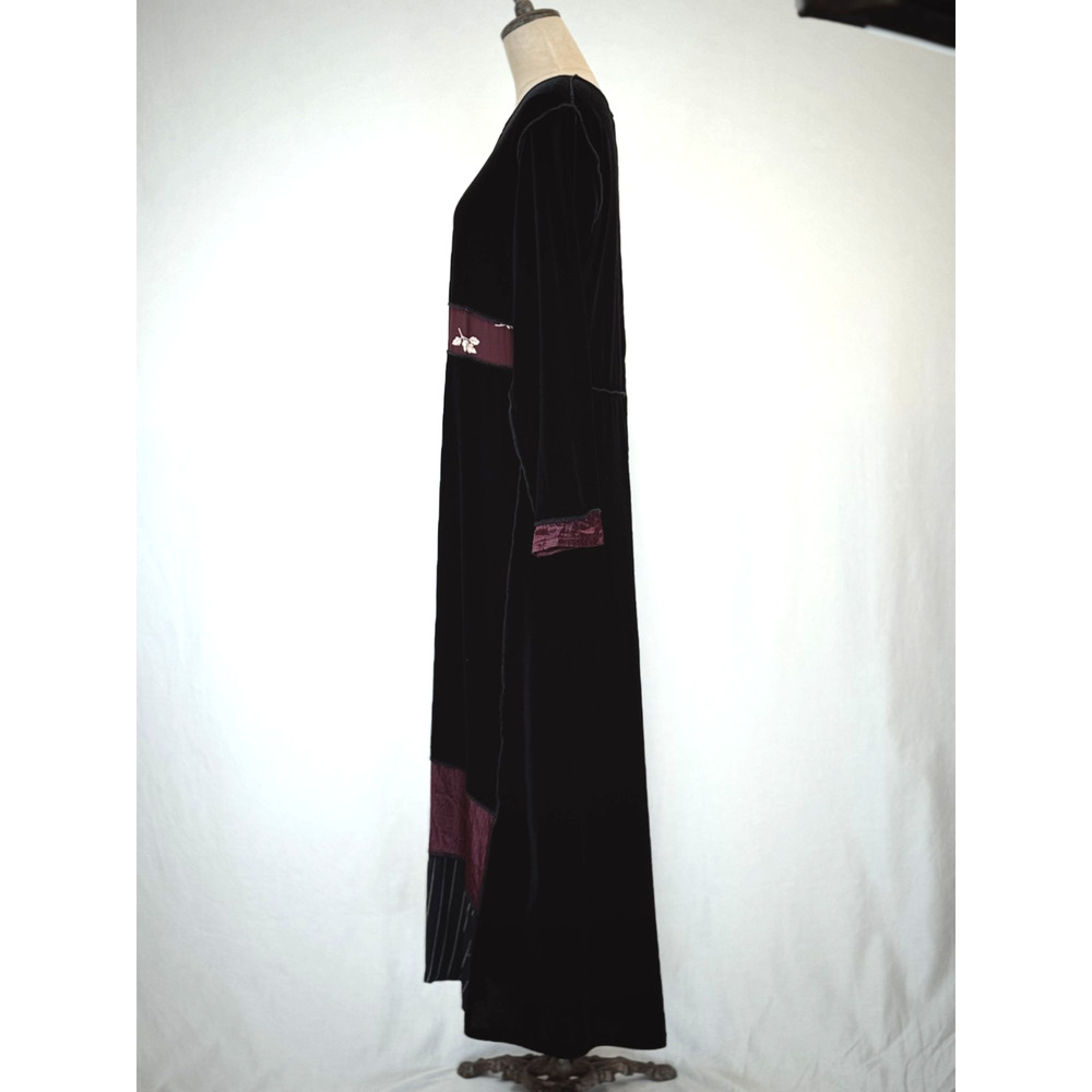 90's Something Old Something New Black Velvet Maxi Dress XL #1-0154 - Picture 2 of 12